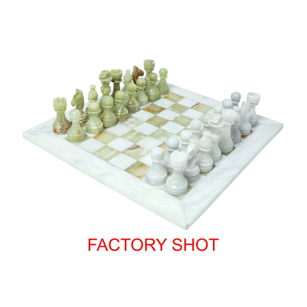 Beaumonde Home Flos Carved White Marble and Green Onyx Chess Set