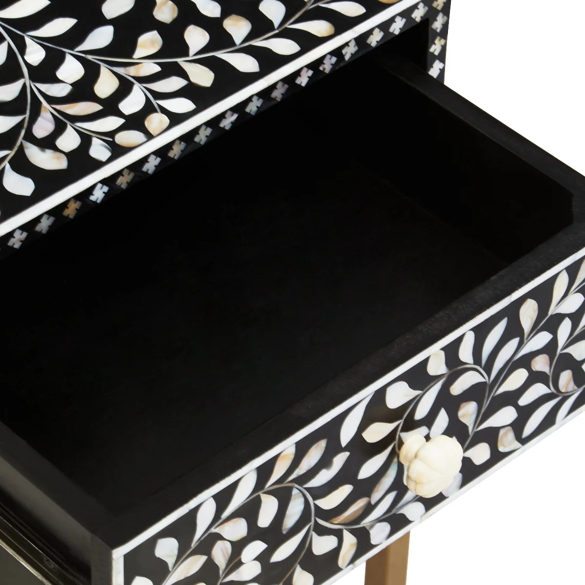 Beaumonde Home Fusion 1 Drawer Side Table With Bone Inlay - Image 5