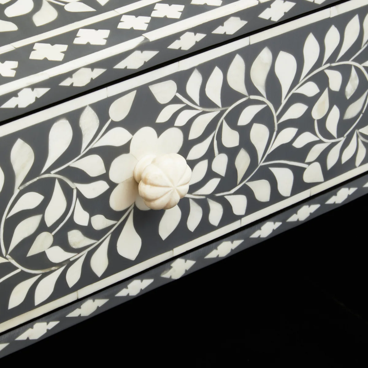 Beaumonde Home Fusion 2 Drawer Side Table With Bone Inlay - Image 7