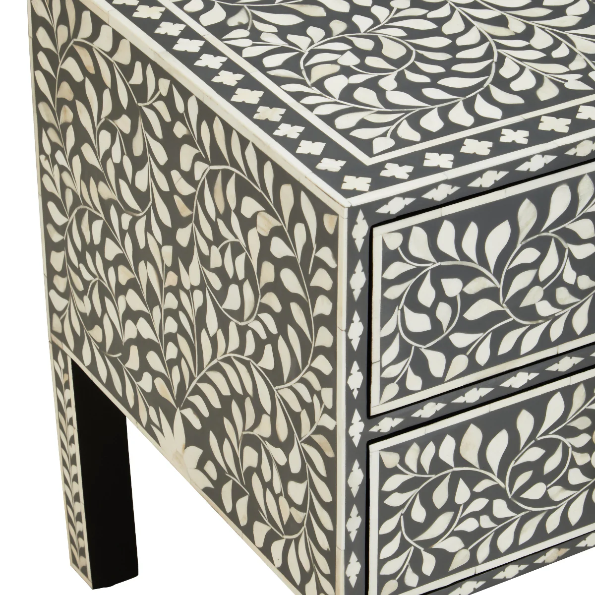 Beaumonde Home Fusion 2 Drawer Side Table With Bone Inlay - Image 9