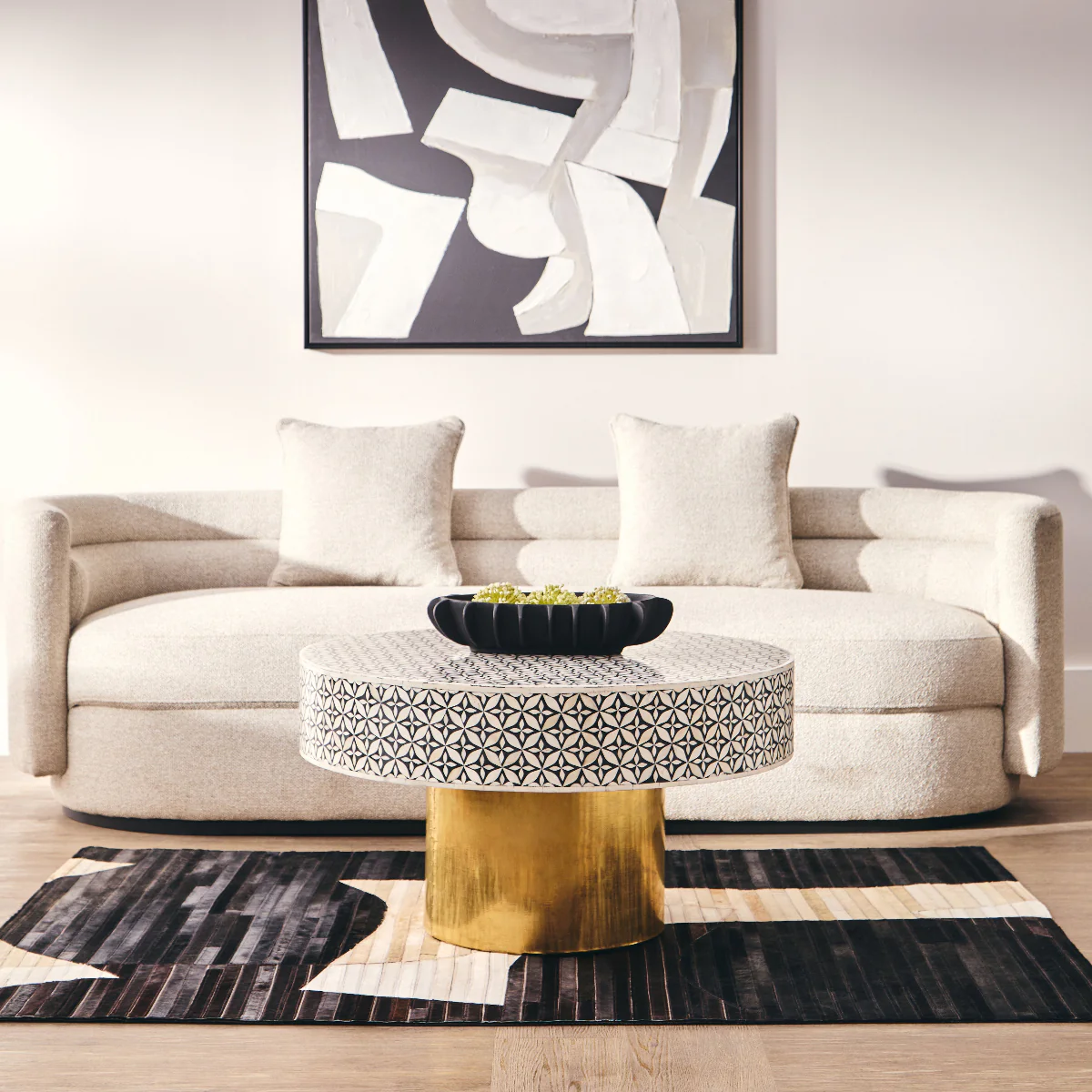 Beaumonde Home Fusion Round Coffee Table With Gold Base - Image 8