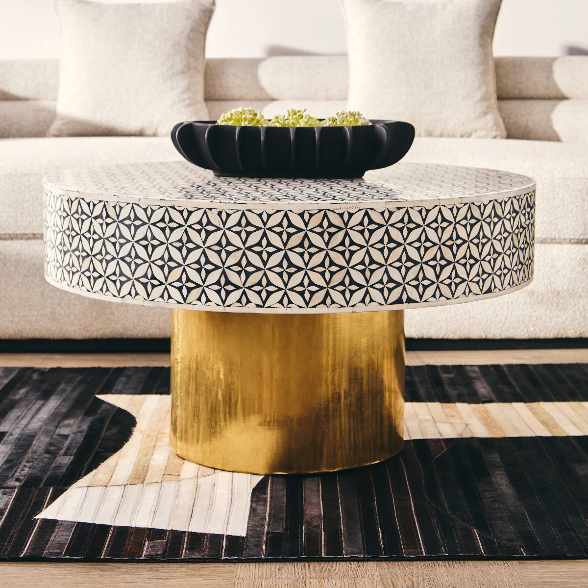 Beaumonde Home Fusion Round Coffee Table With Gold Base - Image 9