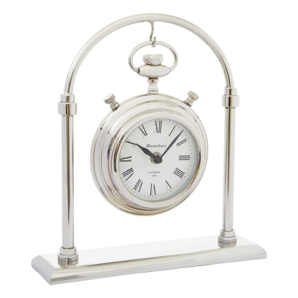 Beaumonde Home Hampstead Small Silver And Antique Brass Mantel Clock - Image 2