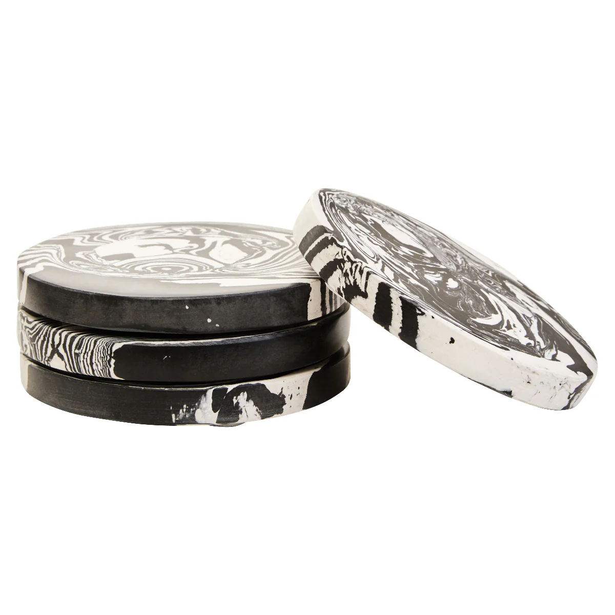 Beaumonde Home Helsa Black And White Marble Set Of Four Coasters
