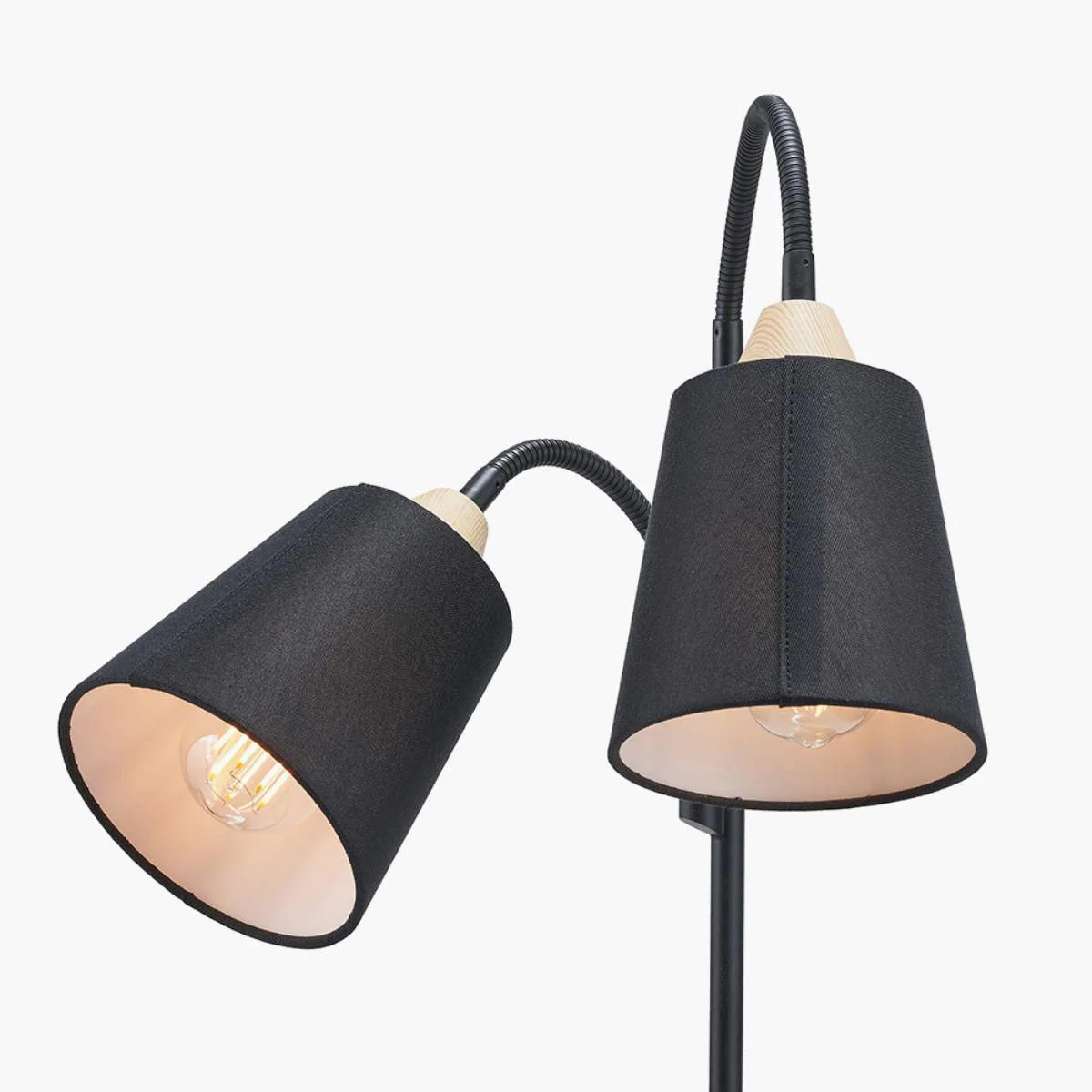 Pacific Lifestyle Juna Black Metal and Natural Wood Two Head Floor Lamp - Image 7