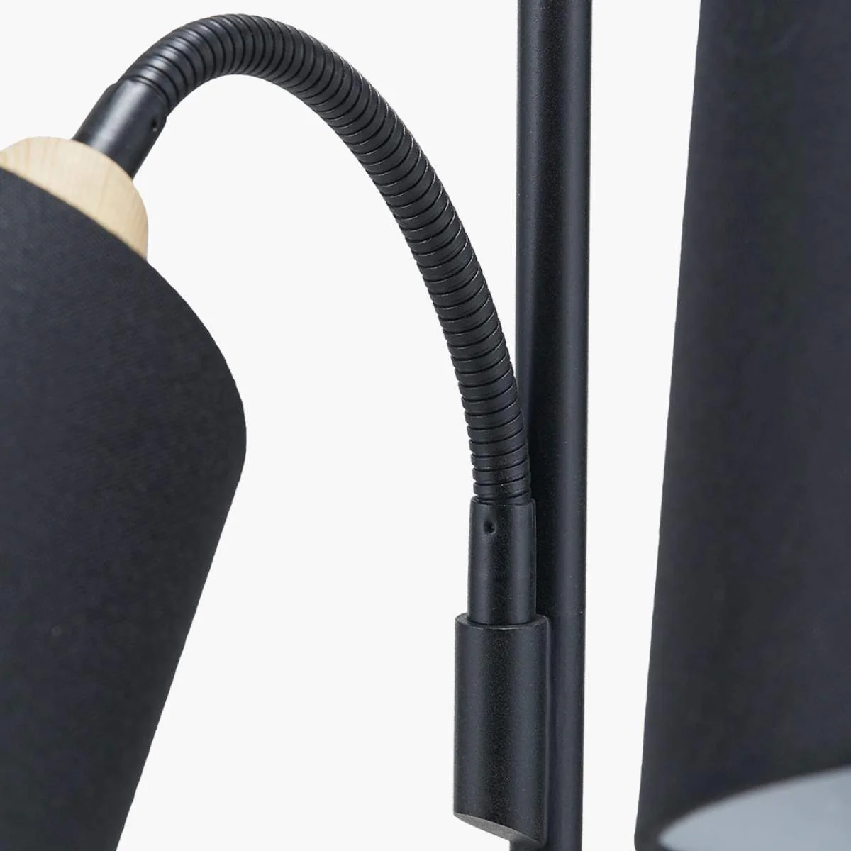 Pacific Lifestyle Juna Black Metal and Natural Wood Two Head Floor Lamp - Image 8
