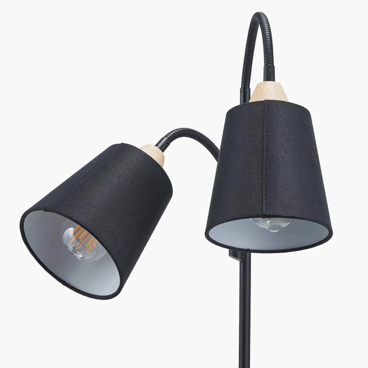 Pacific Lifestyle Juna Black Metal and Natural Wood Two Head Floor Lamp - Image 9