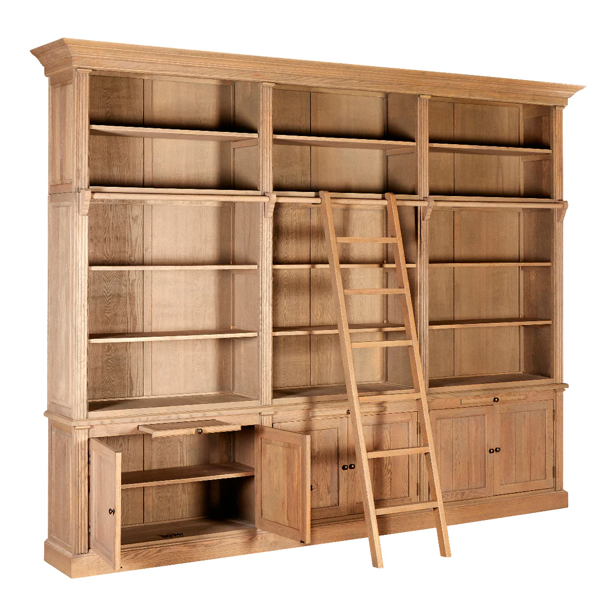 Beaumonde Home Lyon 3 Section Bookcase With Ladder - Image 3