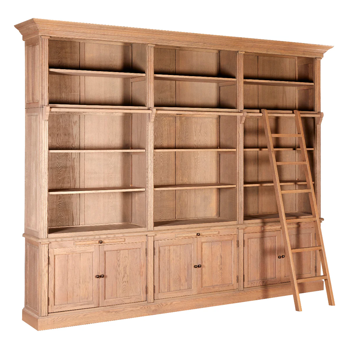 Beaumonde Home Lyon 3 Section Bookcase With Ladder - Image 4