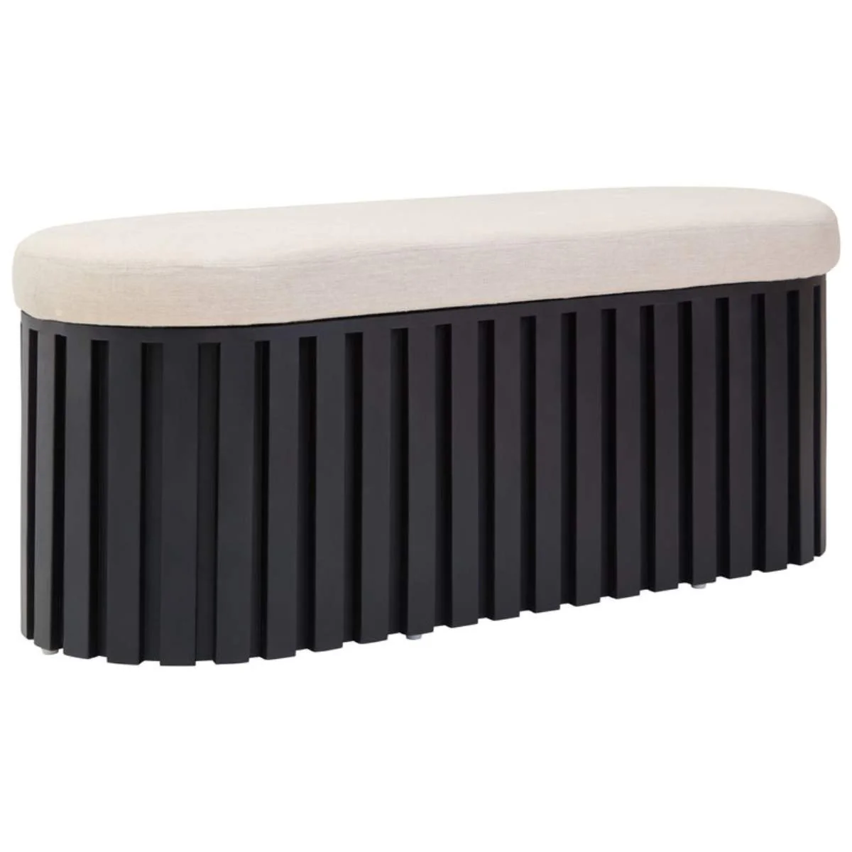 Beaumonde Home Perdoba Ridge Base Mango Wood Black Finish Texture Fabric Bench - Image 2