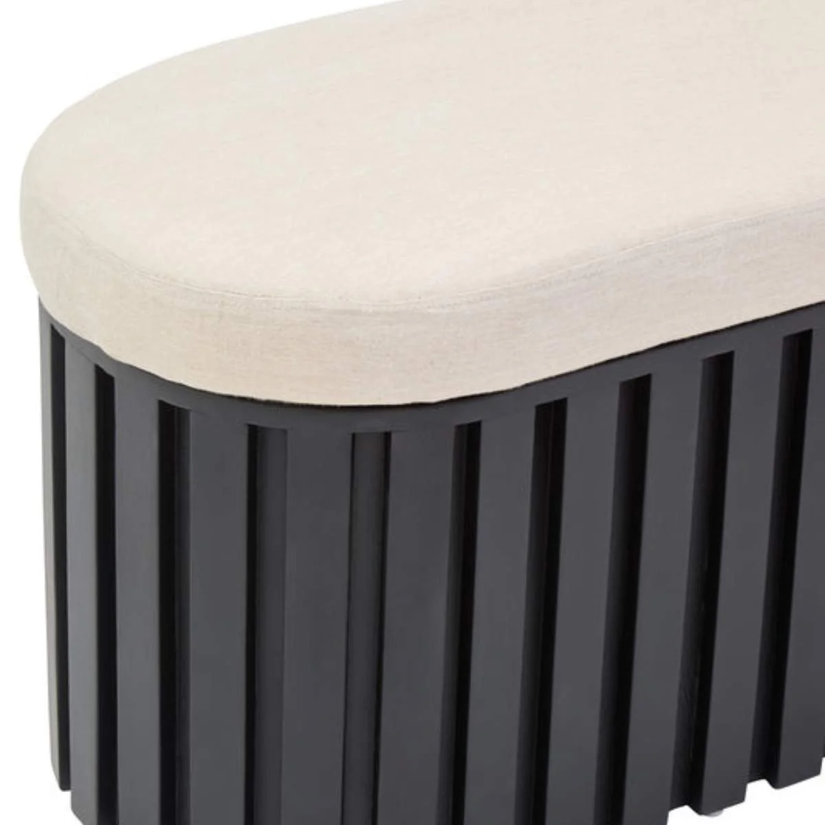 Beaumonde Home Perdoba Ridge Base Mango Wood Black Finish Texture Fabric Bench - Image 5