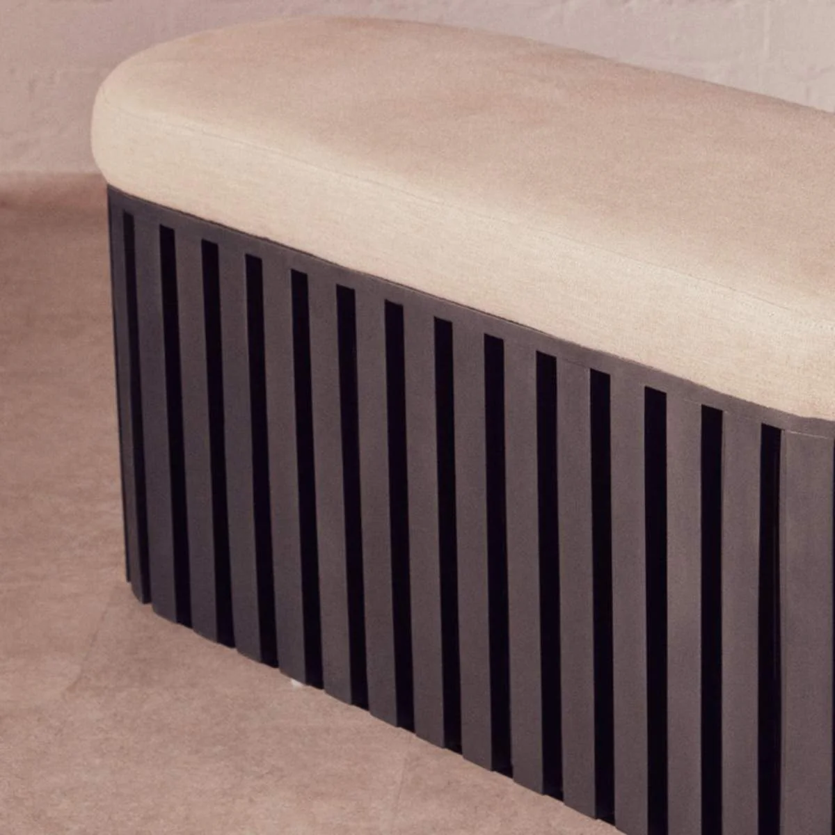 Beaumonde Home Perdoba Ridge Base Mango Wood Black Finish Texture Fabric Bench - Image 9