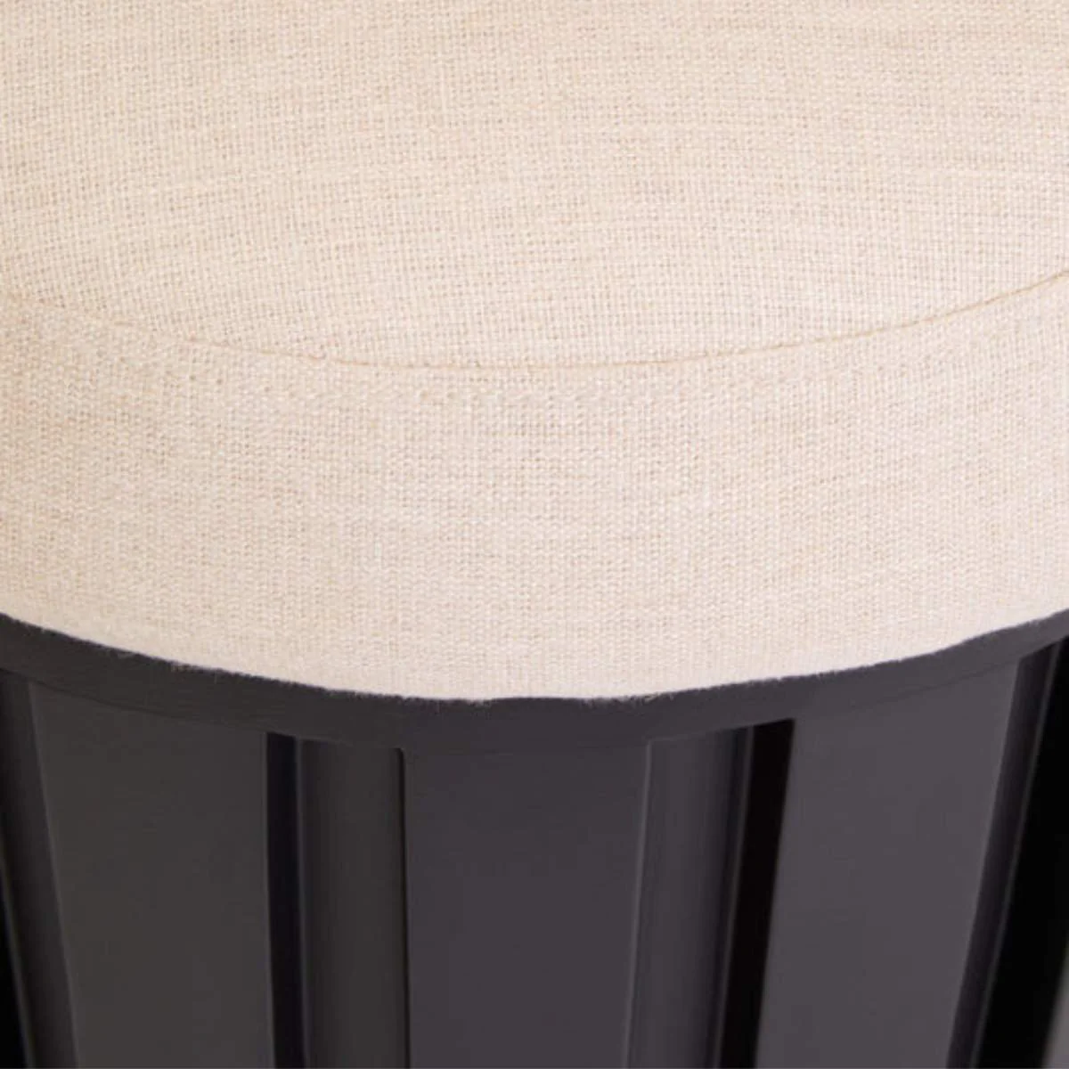 Beaumonde Home Perdoba Ridge Base Mango Wood Black Finish Texture Fabric Stool - Image 4