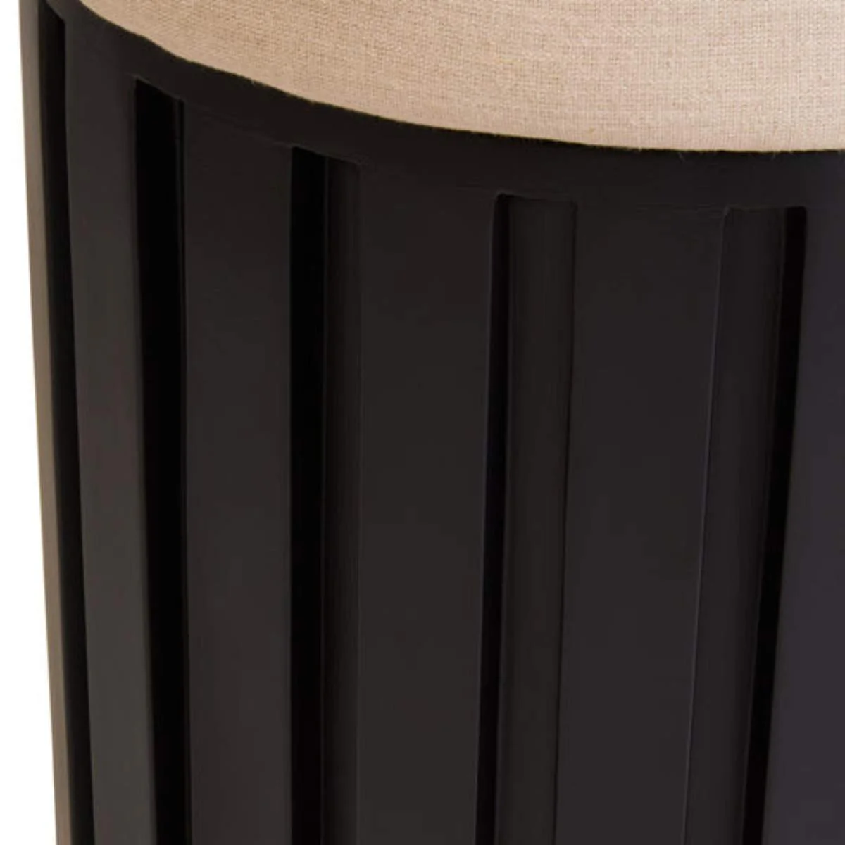 Beaumonde Home Perdoba Ridge Base Mango Wood Black Finish Texture Fabric Stool - Image 5