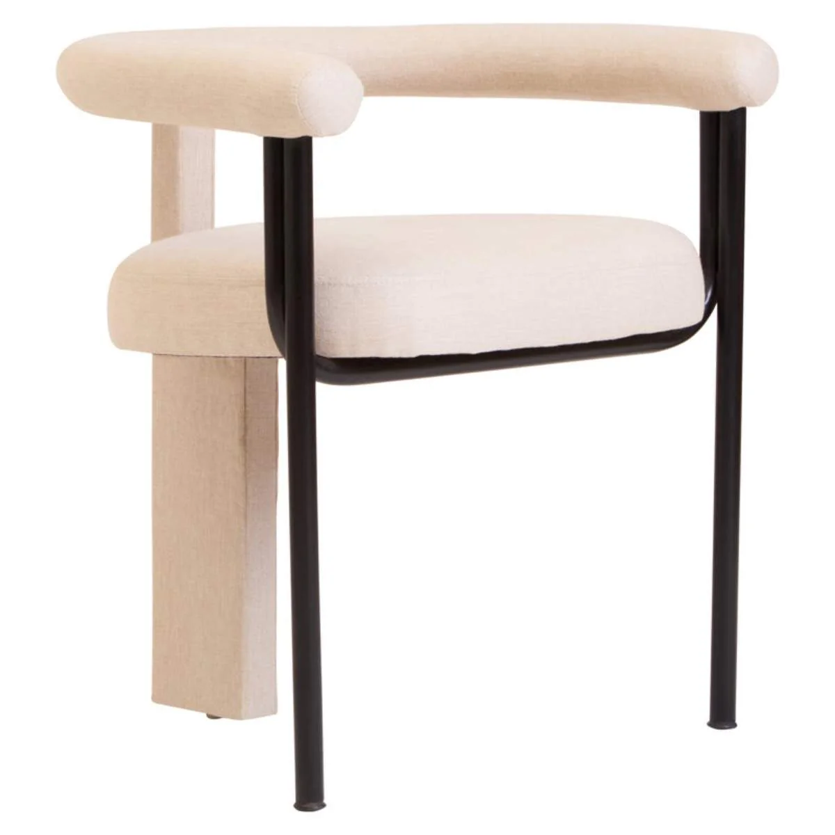 Beaumonde Home Perdoba Texture Fabric Black Iron Frame Dining Chair - Image 2