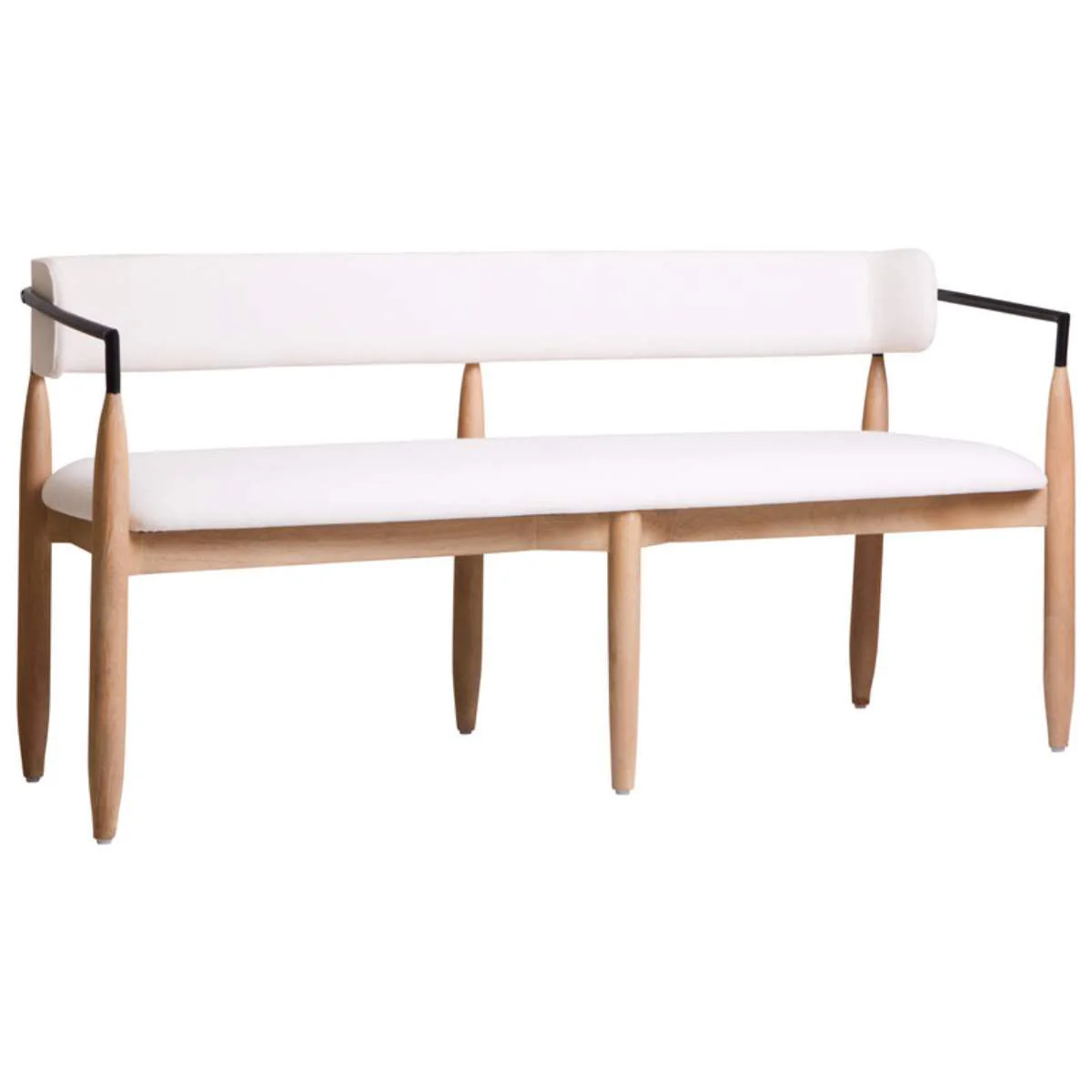 Beaumonde Home Persolo Texture Fabric Black Iron And Wood Frame Dining Bench - Image 2