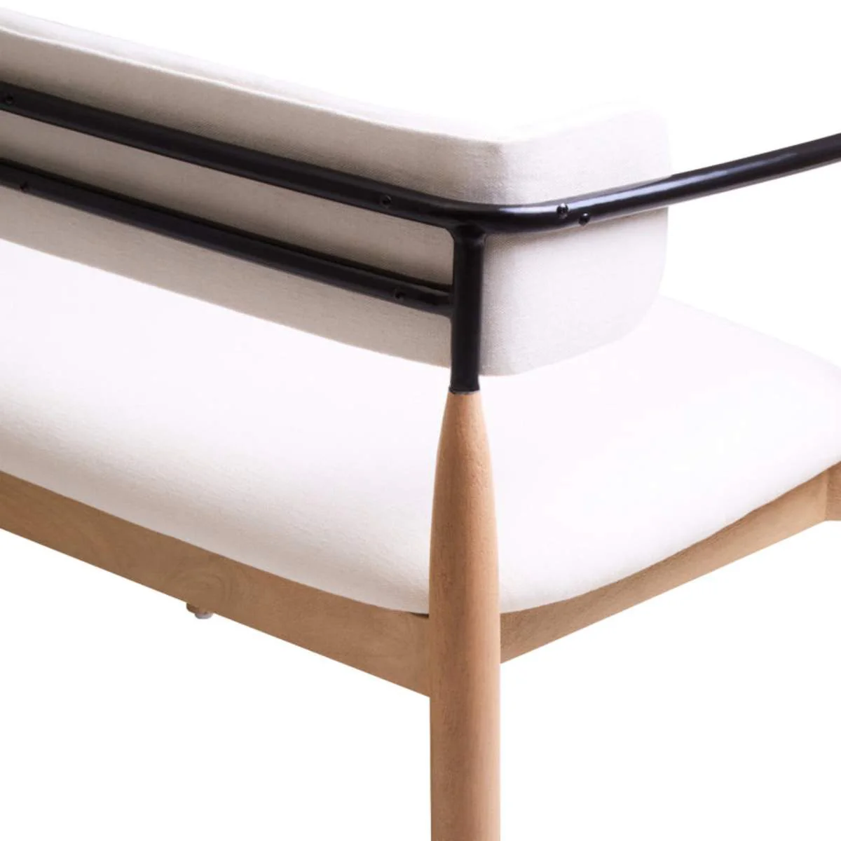 Beaumonde Home Persolo Texture Fabric Black Iron And Wood Frame Dining Bench - Image 3