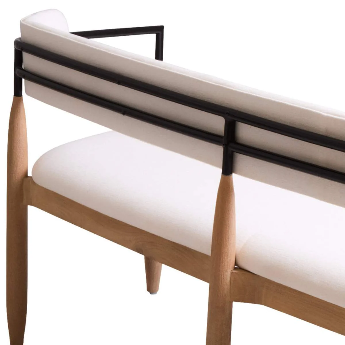 Beaumonde Home Persolo Texture Fabric Black Iron And Wood Frame Dining Bench - Image 4