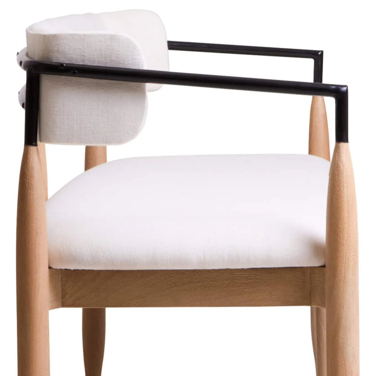 Beaumonde Home Persolo Texture Fabric Black Iron And Wood Frame Dining Bench - Image 5