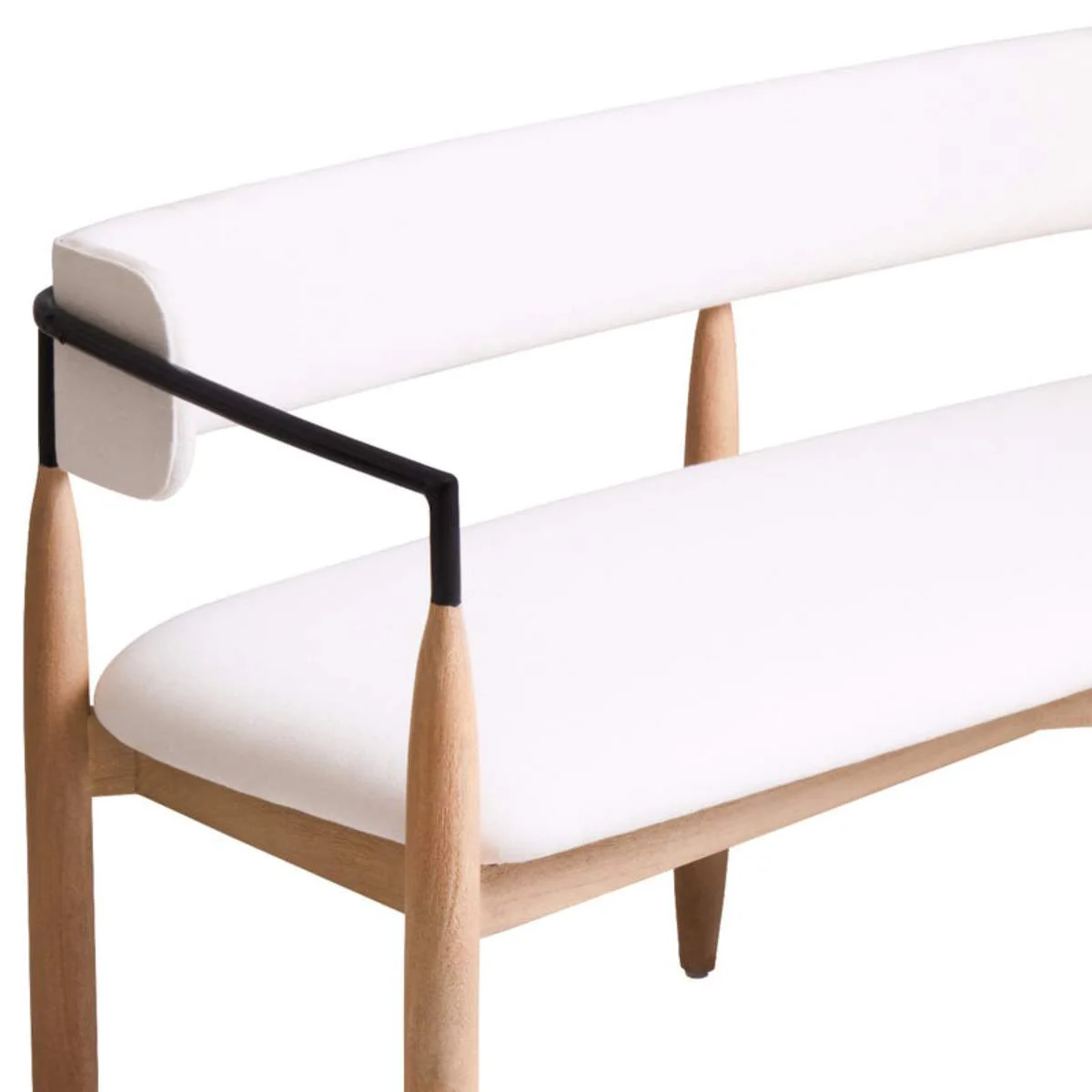 Beaumonde Home Persolo Texture Fabric Black Iron And Wood Frame Dining Bench - Image 7