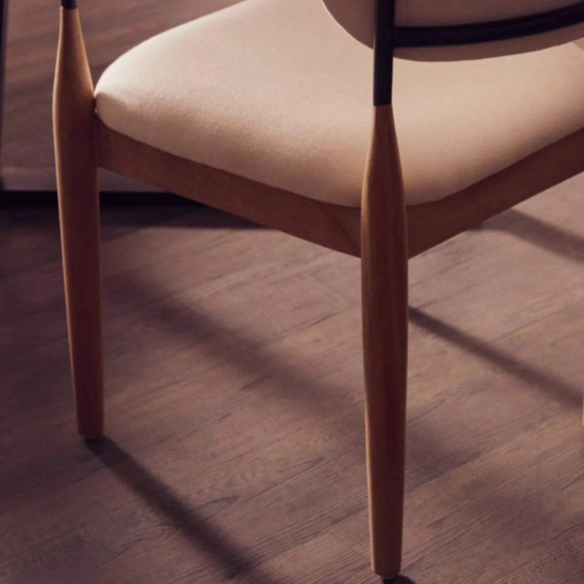 Beaumonde Home Persolo Texture Fabric Black Iron And Wood Frame Dining Chair - Image 13
