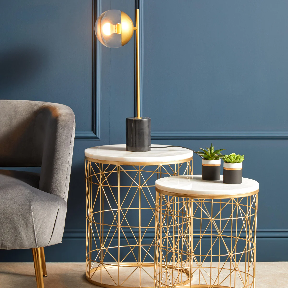 Beaumonde Home Revive Small Gold Finish Metal Table Lamp With Black Marble Base - Image 5