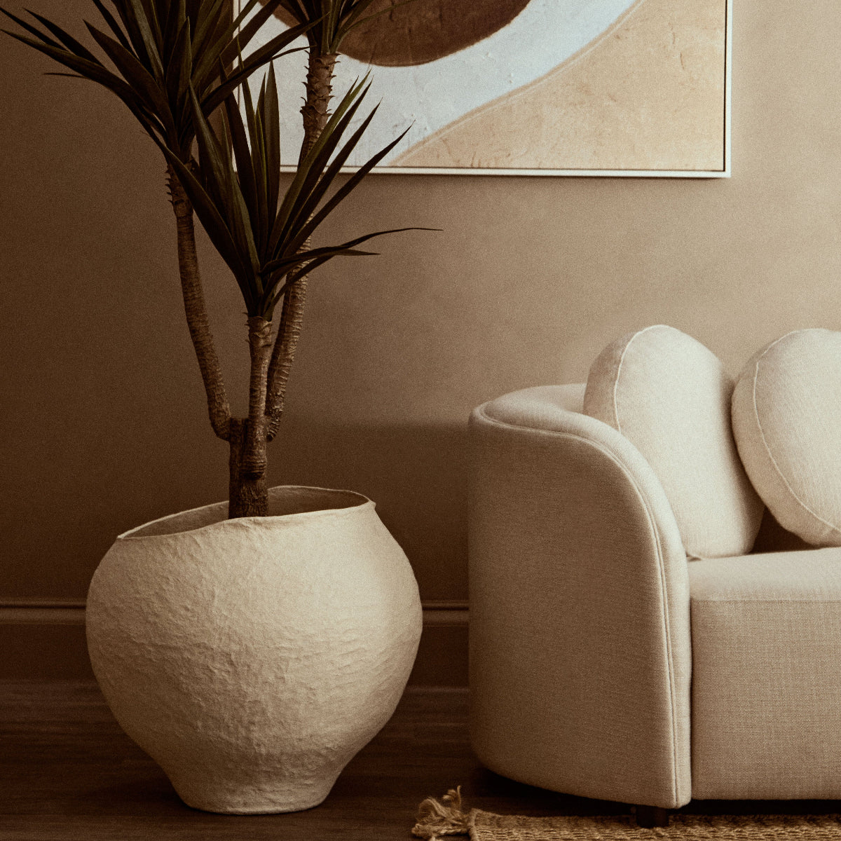 Beaumonde Home Sanai Cotton Mache Large Beige Planter - Image 9