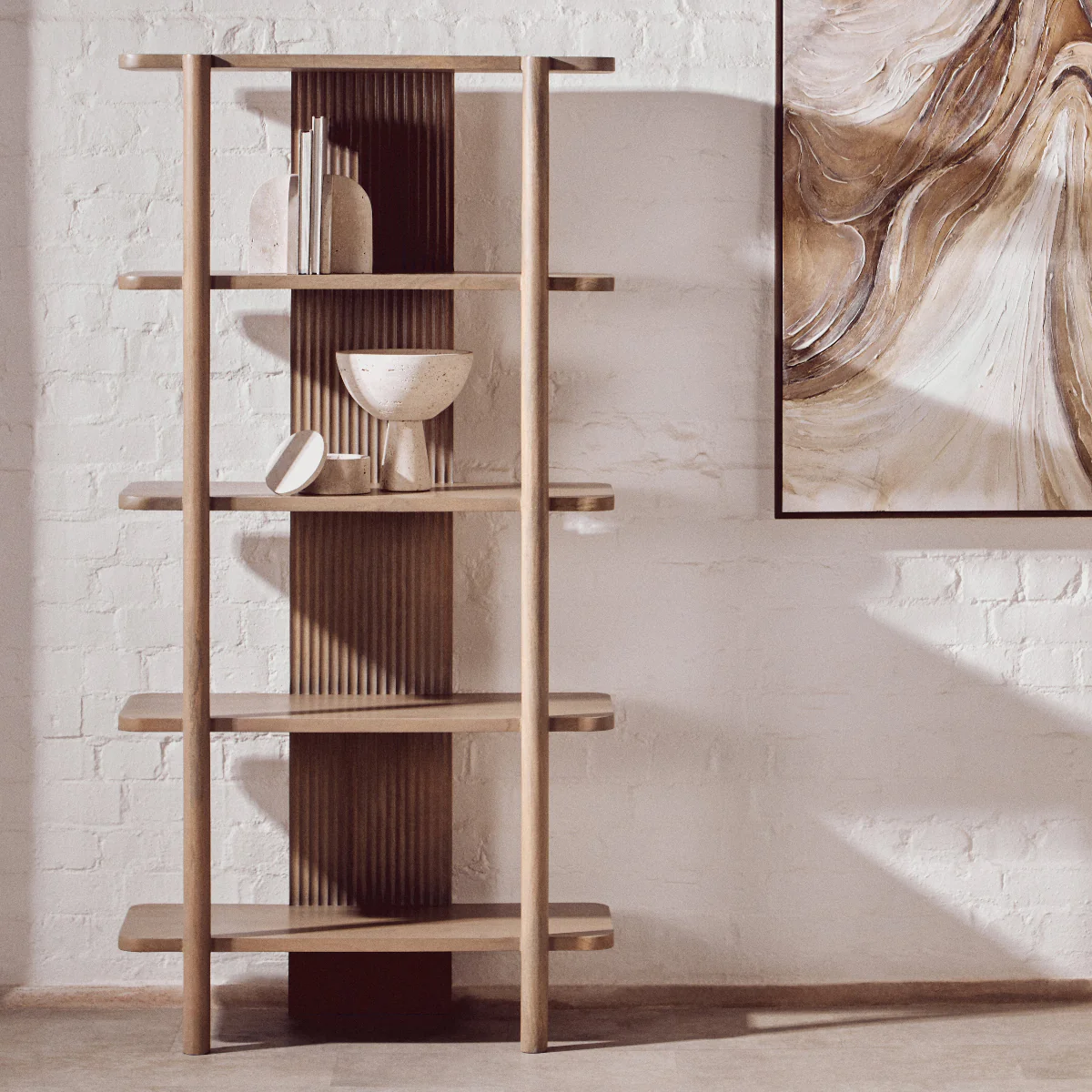 Beaumonde Home Torello 5 Tier Grey Mango Wood Shelf Unit - Image 19