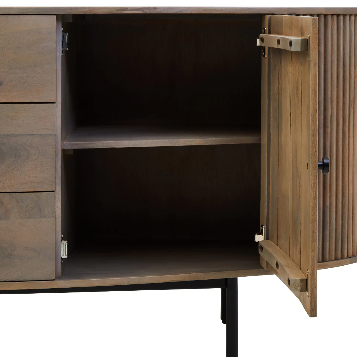Beaumonde Home Torello Three Drawer Grey Mango Wood Sideboard - Image 11