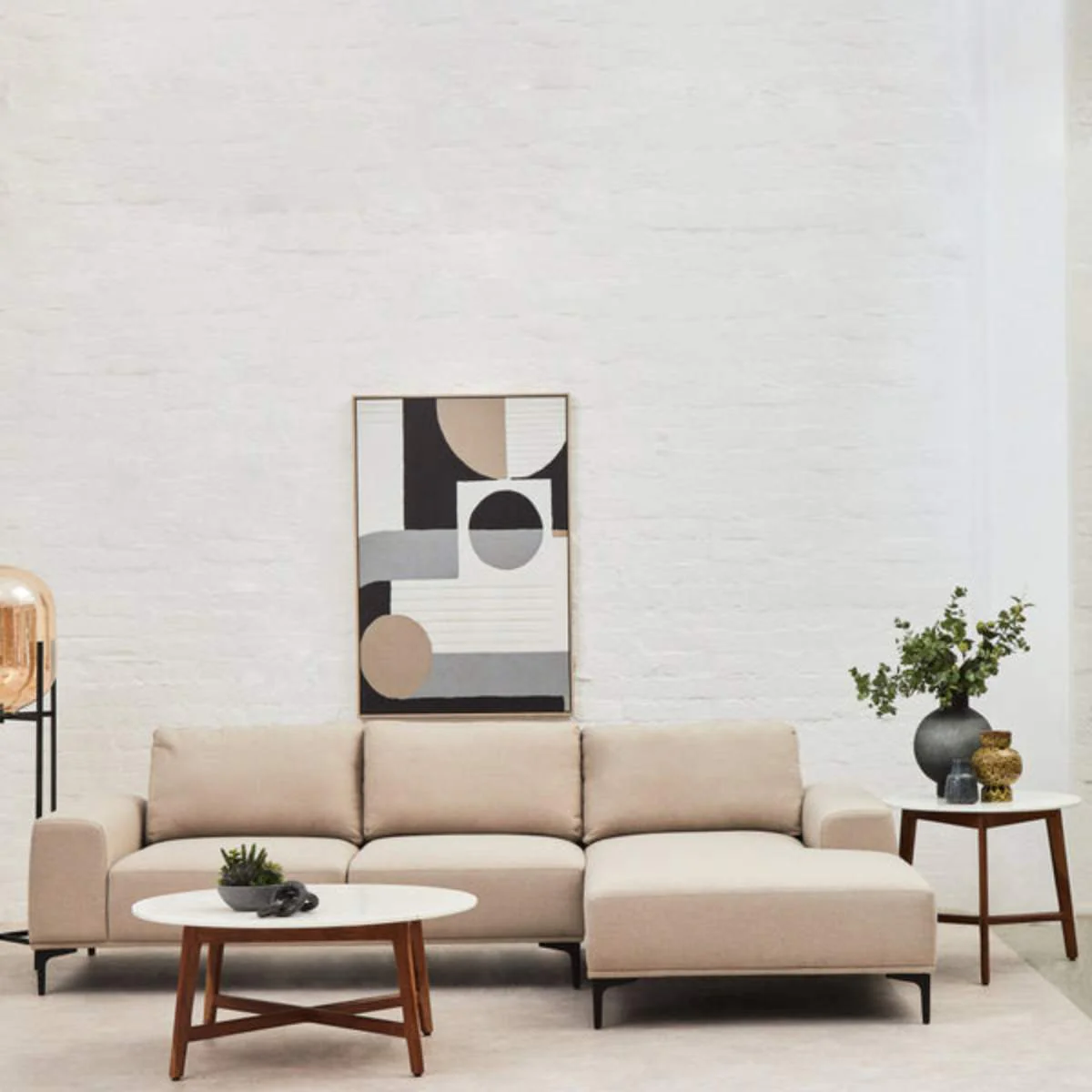 Beaumonde Home Toulon 3 Seat Natural Fabric Left Chaise Sofa - Image 18