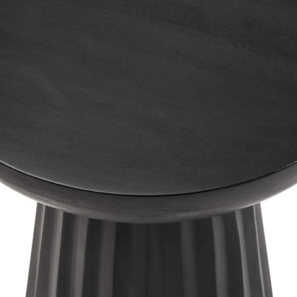 Beaumonde Home Walsa Black Finish Mango Wood Carved Ridge Side Table - Image 4