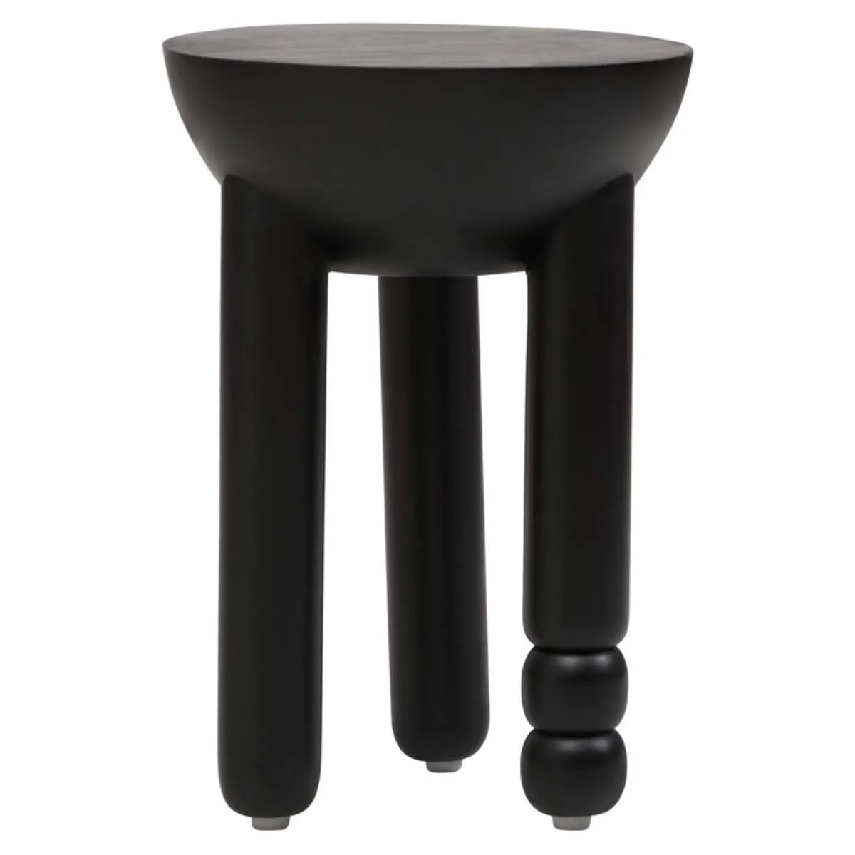 Beaumonde Home Walsa Black Finish Mango Wood Column Detail Round Side Table - Image 2