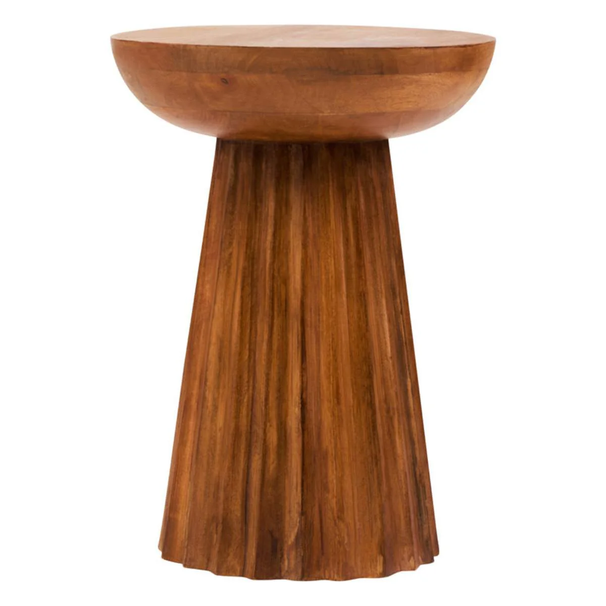 Beaumonde Home Walsa Natural Mango Wood Carved Ridge Side Table