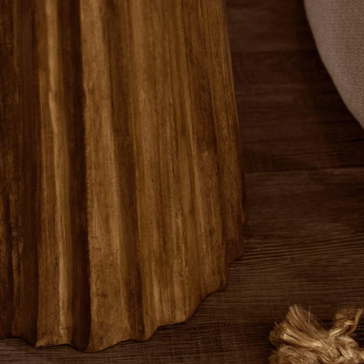 Beaumonde Home Walsa Natural Mango Wood Carved Ridge Side Table - Image 7