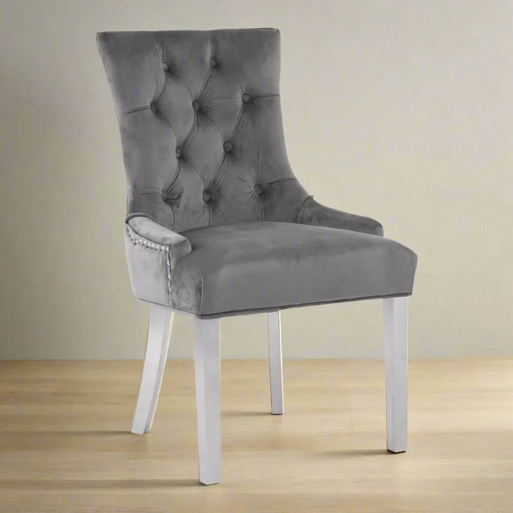 Beaumonde Home Berkeley Grey Velvet Dining Chair - Image 2
