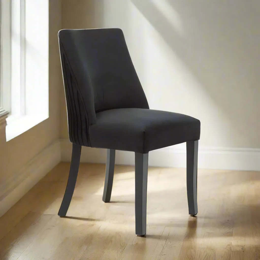 Beaumonde Home Kensington Townhouse Black Velvet Dining Chair with Black Rubberwood Legs - Image 6