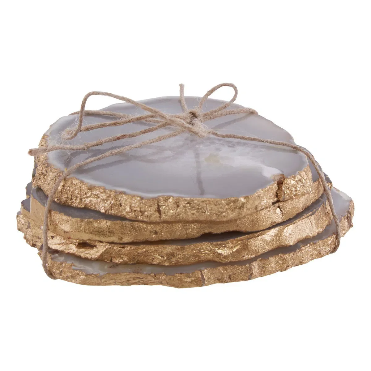 Beaumonde Home Bowerbird Agata Blue Gold and Grey Coasters