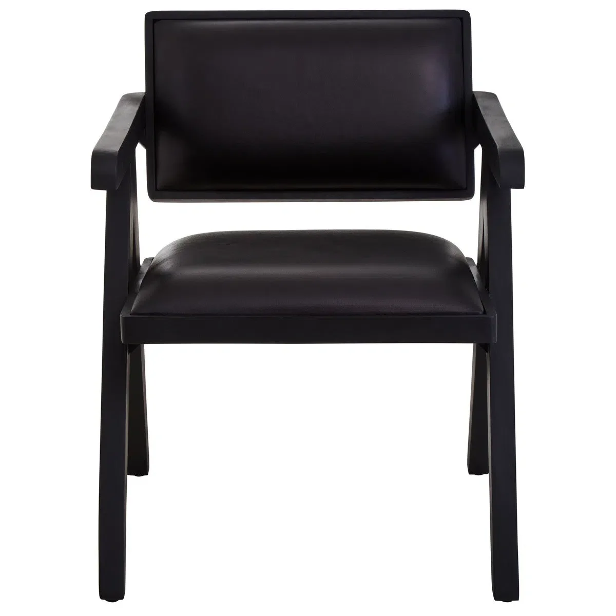 Beaumonde Home Buffer Black Leather Armchair With Wood Frame - Image 4