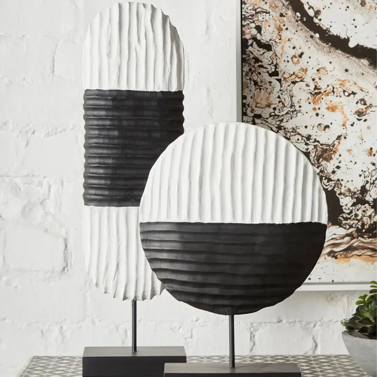 Beaumonde Home Fidel Black and White Mango Wood Oblong Sculpture - Image 17