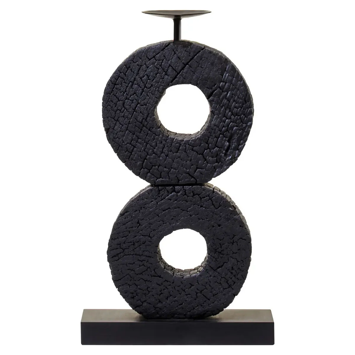 Beaumonde Home Fidel Large Charred Black Mango Wood Log Candle Holder