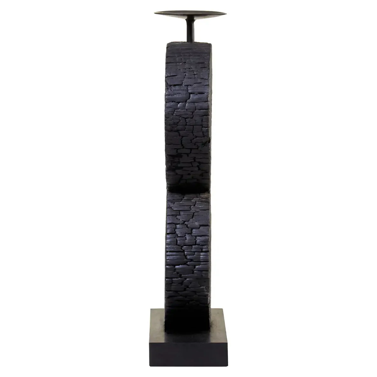 Beaumonde Home Fidel Large Charred Black Mango Wood Log Candle Holder - Image 3