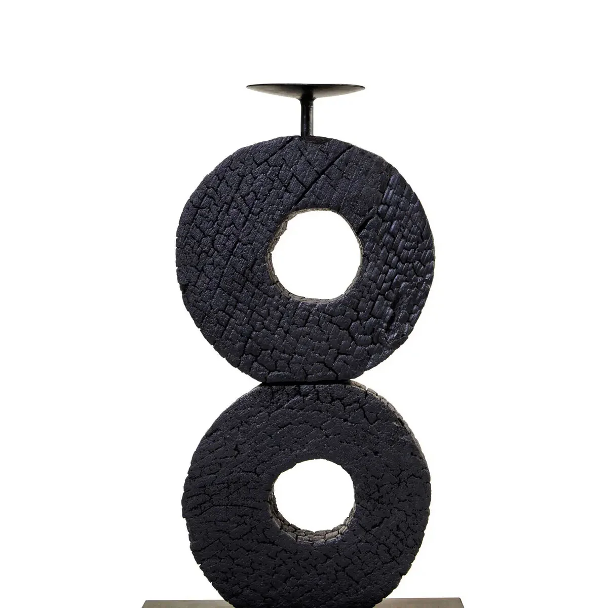 Beaumonde Home Fidel Large Charred Black Mango Wood Log Candle Holder - Image 5