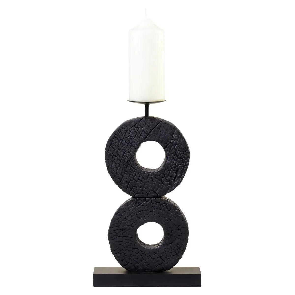 Beaumonde Home Fidel Large Charred Black Mango Wood Log Candle Holder - Image 6