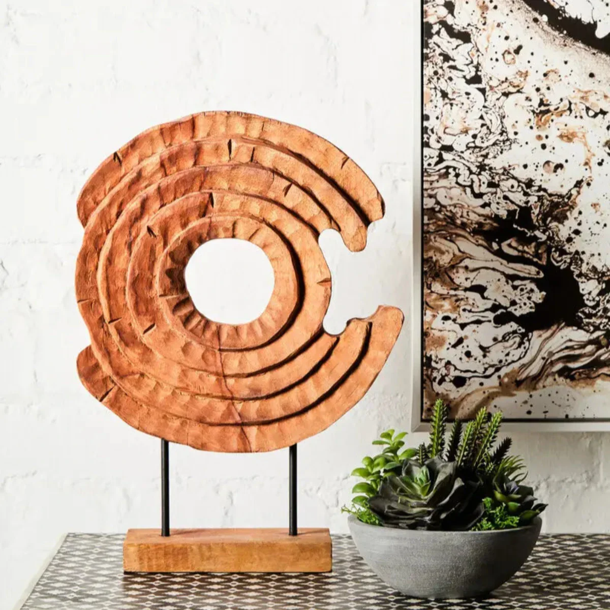 Beaumonde Home Faith Mango Wood Ring Sculpture - Image 2