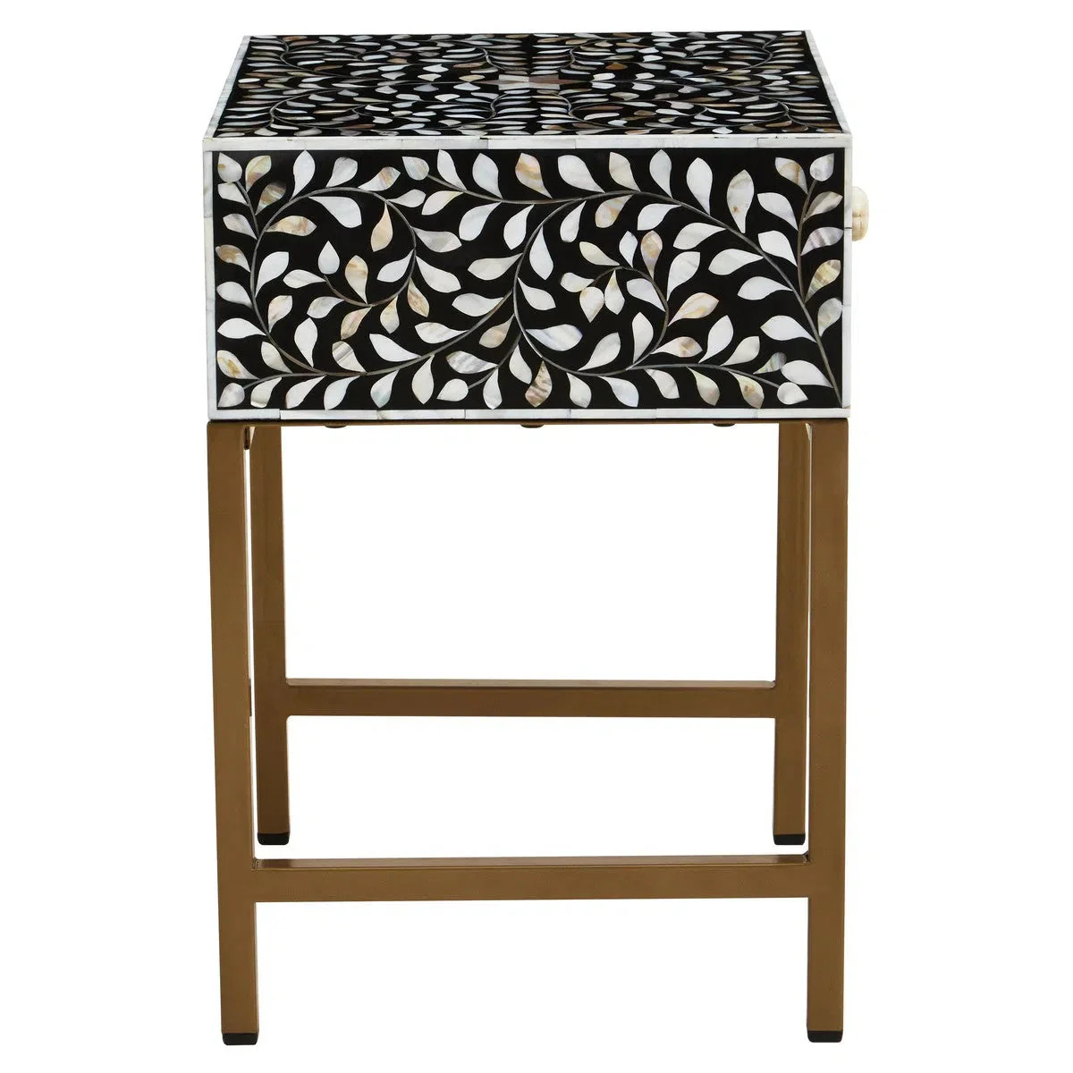 Beaumonde Home Fuster 1 Drawer Side Table with Bone Inlay - Image 6