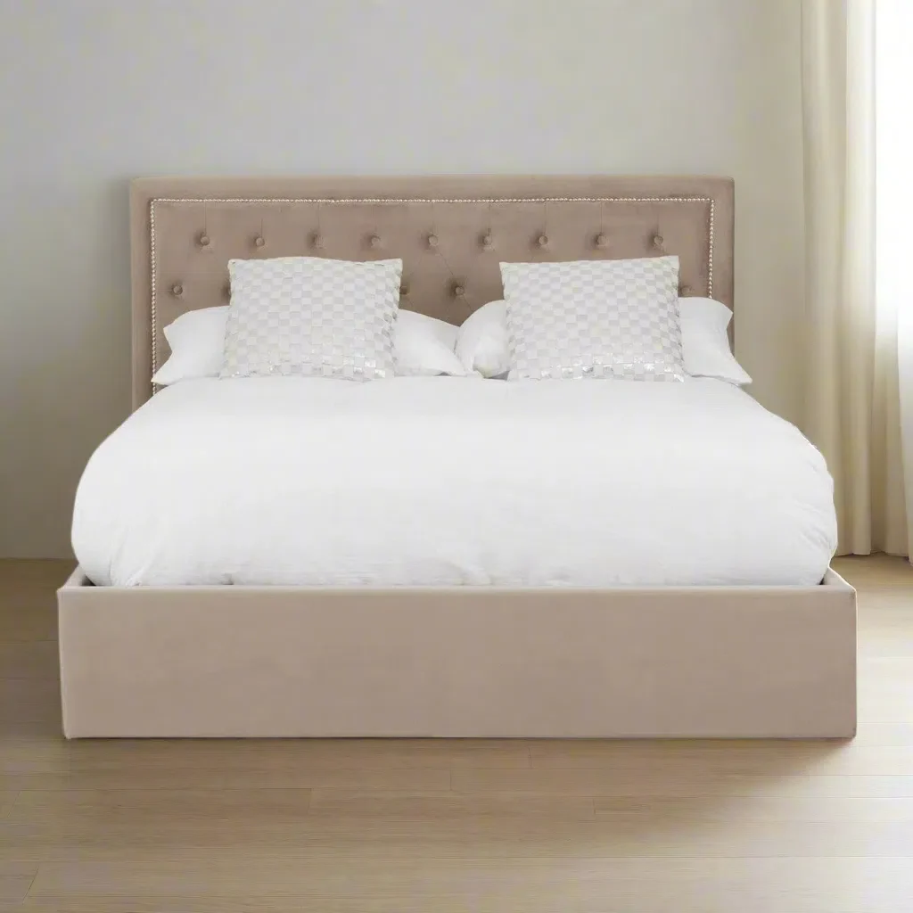 Beaumonde Home Honora Mink Velvet Ottoman King Bed - Image 2