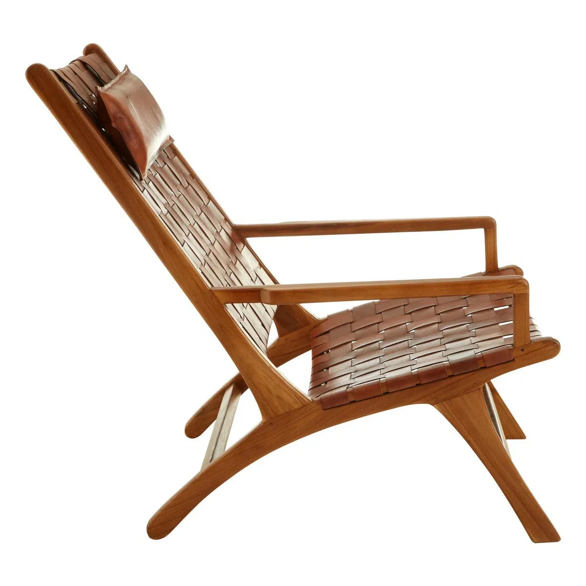 Beaumonde Home Kendani Teak Wood And Leather Chair - Image 3
