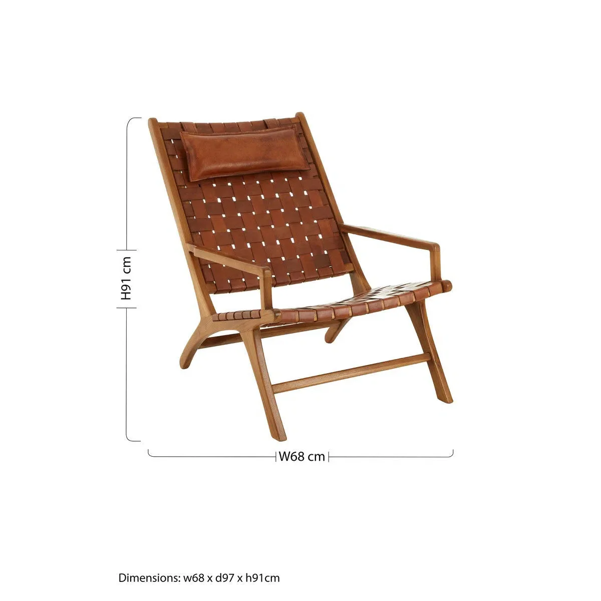 Beaumonde Home Kendani Teak Wood And Leather Chair - Image 5