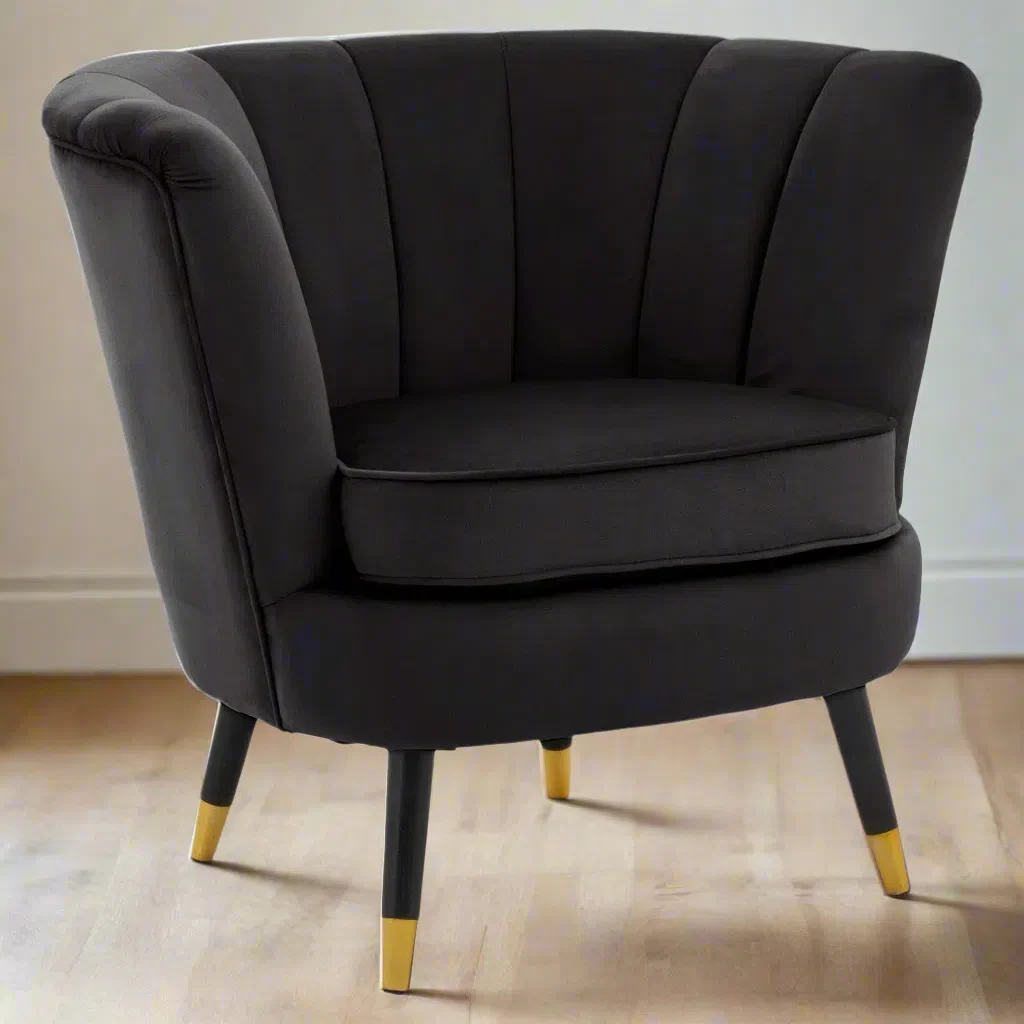 Beaumonde Home Lorenzo Black Velvet Chair - Image 2