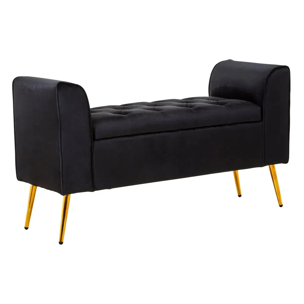 Beaumonde Home Lorenzo Black Velvet Storage Bench